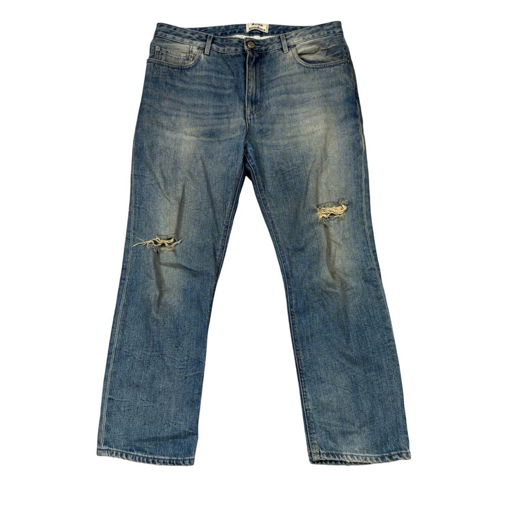 Acne Studios Pop Trash Distressed Baggy Straight Crop Jeans Women's 34x26 READ